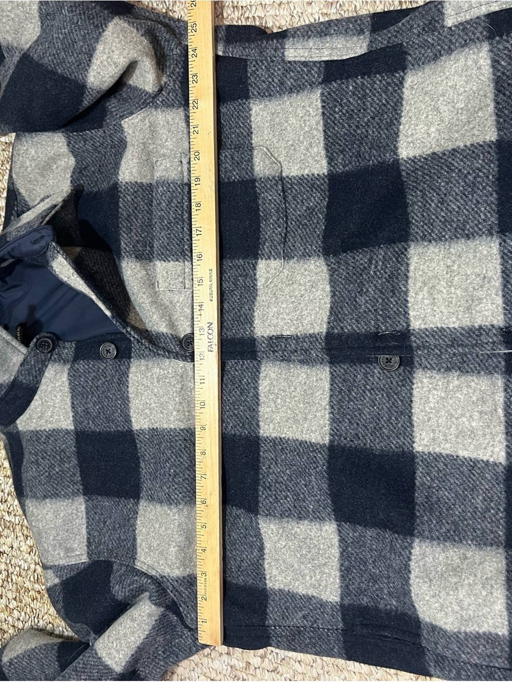 Men's Navy and Gray Plaid Button-Up Jacket Banana Republic size large - Picture 4 of 10